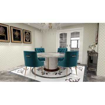 SEYNAR Elegant Velvet Dining Chairs Set of 2, Tufted Upholstered Accent Chair, Teal