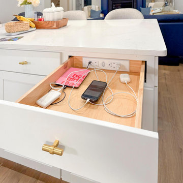 Modern Kitchen Island with Built-In In-Drawer Charging
