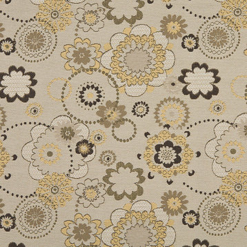Gold Gray And Tan Floral Indoor Outdoor Upholstery Fabric By The Yard