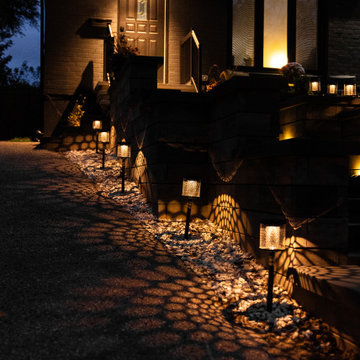 Modern Front Entrance & Landscape Lighting Transformation