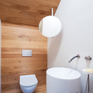 75 Beautiful Scandinavian Powder Room With A Pedestal Sink ...