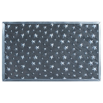 A1HC Good Luck Design 24"x36" Rubber Pin Doormat Indoor/Outdoor, Silver Stars