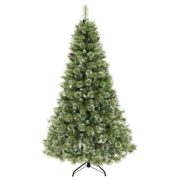 Estes 7' Cashmere Pine and Mixed Needles Pre-Lit Clear LED Christmas Tree, Green