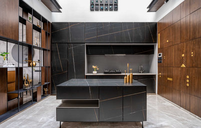 Surat Houzz: A Voguish Home With a Double-Height Kitchen