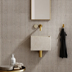 Porto Wall Mounted Basin Mixer Tap (Brushed Gold & Crema Marfil Marble) - Bathroom Sink Taps