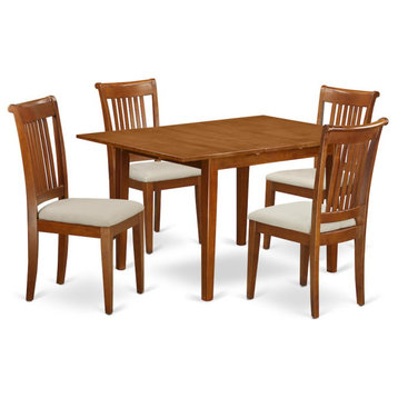 5-Piece Dinette Set, Small Dining Table and 4 Chairs, Saddle Brown