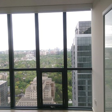 Blackout roller shades in a Bloor Street condo