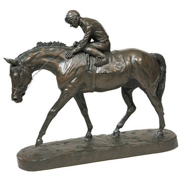 Well Run Horse And Jockey Sculpture