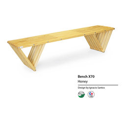 Backless solid Wood Modern Design Bench 70 by GloDea - Indoor Benches