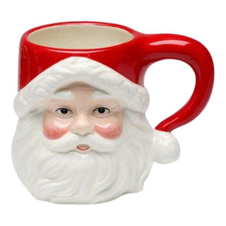 Set of Four Red Santa Claus Face with White Beard Mugs Collectible ...