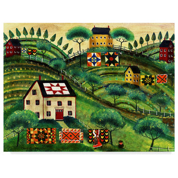 Cheryl Bartley 'Mamas Country Quilt Houses On Harvest Hills' Canvas Art, 32"x24"