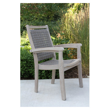 Wicker Rattan Outdoor Dining Chairs, Gray Stackable Wicker Outdoor Dining Chair