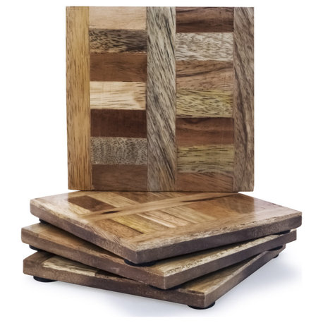 Ashlar 4 pieces Wood Coaster set