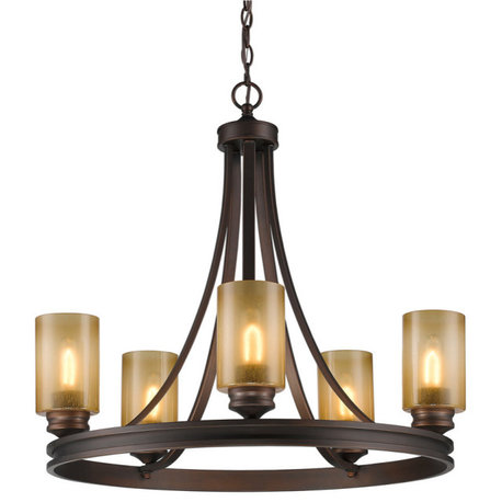 Golden Lighting 1051-5 SBZ Hidalgo 5 Light Chandelier, Sovereign Bronze