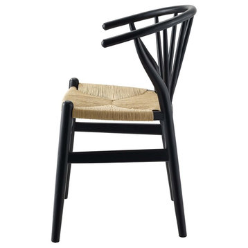 Modern Contemporary Urban Living Design Dining Room Side Chair, Wood, Black