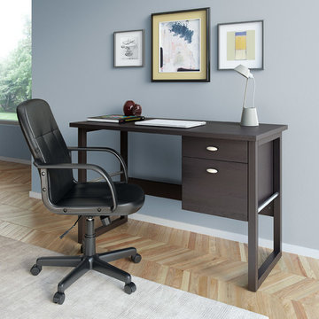 Corliving Folio 2-Piece Black Espresso Desk And Office Chair Set