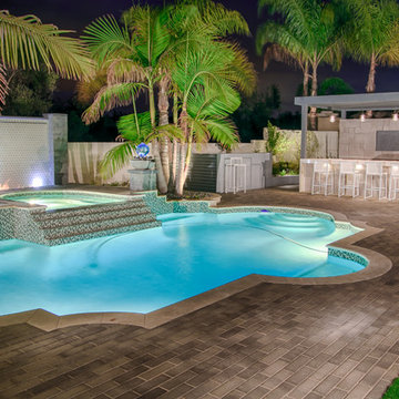 Santaluz - Posh Salt and Peppered Patio with Pool