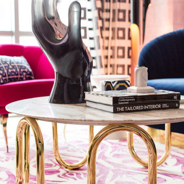 Magenta and Navy Pad Living Room