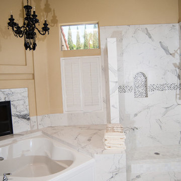 Marble Tile Work in San Diego Master Bathroom Remodel