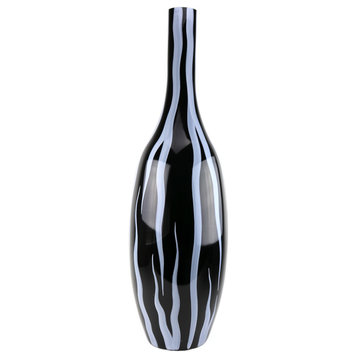 Zebra Vase, White Black