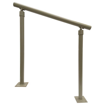 Aluminum Round Pipe Stair or Walkway Handrail w Round Posts, Desert Tan, 3'