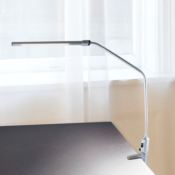 Contemporary Clamp LED Desk Lamp, 41" by Lavish Home, Silver