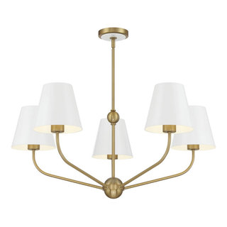 Xavier 5 Light Chandelier, Vibrant Gold and White - Transitional ...