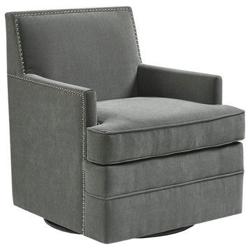 Madison Park Circa Track Armed Swivel Motion Lounge Chair, Grey