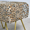 Leopard Faux Fur Ottoman With Gold Legs, 19''x13''x17''