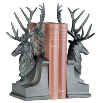 Bookends Bookend MOUNTAIN Lodge Pair of Deer Head Resin Hand-Painted