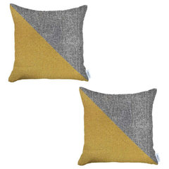 Set Of 2 Gray And Yellow Diagonal Pillow Covers Set Of 2 Gray And Yellow Diagonal Pillow Covers