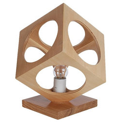 Contemporary Table Lamps New World Cube Wood Table Lamp