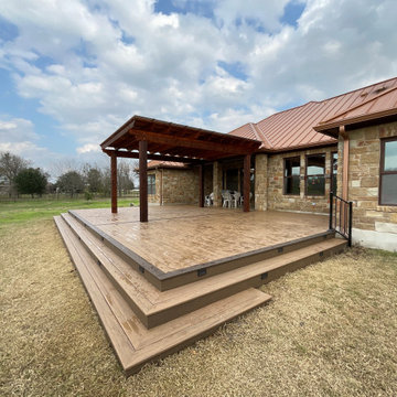 Cedar pergola and composite deck with lighting