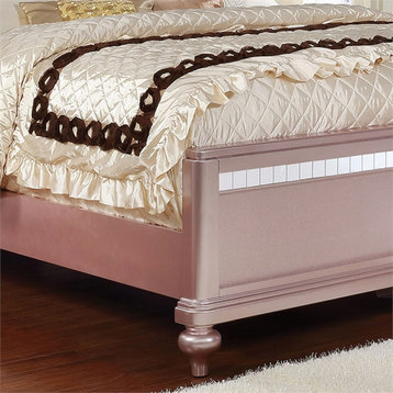 Furniture of America Appell Solid Wood Tufted Twin Panel Bed in Rose Gold