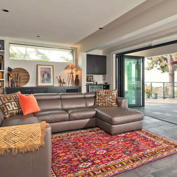 Puget Sound Waterfront Home, Basement transformation and Living Room Facelift