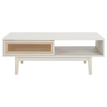 Safavieh Ceu 2 Door Coffee Table, Bleached White/Gold