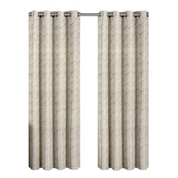 Royal Tradition - Tabitha Paisley Curtains Jacquard Grommet Panels, Mink, 54"x63" Single - Curtains