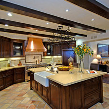 vaulted ceiling/beams/fans