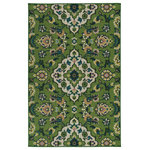 Kaleen - Lee Boulevard Collection Green 1'9" x 3' Rectangle Indoor-Outdoor Throw Rug - The Lee Boulevard home inspires the Lee Boulevard Collection in the center of Kansas City. Nestled on 4 acres, this home offered a feeling set apart from the city. This collection was born with a little bit of country in the sprawling cityscape. The Lee Boulevard Collection is traditional with a touch of contemporary. Each rug represents a conventional design and showcases a color palette from warm and muted to bold and bright. These rugs will add life to your outdoor living space. These rugs are machine made in India from 100% polypropylene. They are open backed and lightweight, making them easy to move.