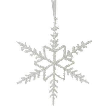 10" White Glittered Snowflake Christmas Ornament