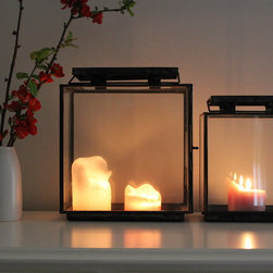 Weathered Zinc Lanterns and Candle Boxes - Candle Holders and Candelabra