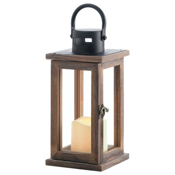 Lodge Wooden Lantern With Led Candle