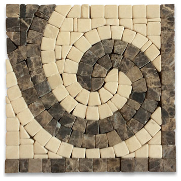 Marble Mosaic Border Decorative Tile Surf Emperador 4.75x4.75 Tumbled, 1 piece