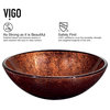 VIGO Glass Vessel Bathroom Sink, Mahogany Moon