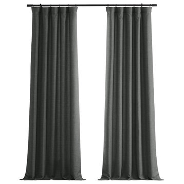 Italian Faux Linen Curtain Single Panel, Anchor Grey, 50"x108"