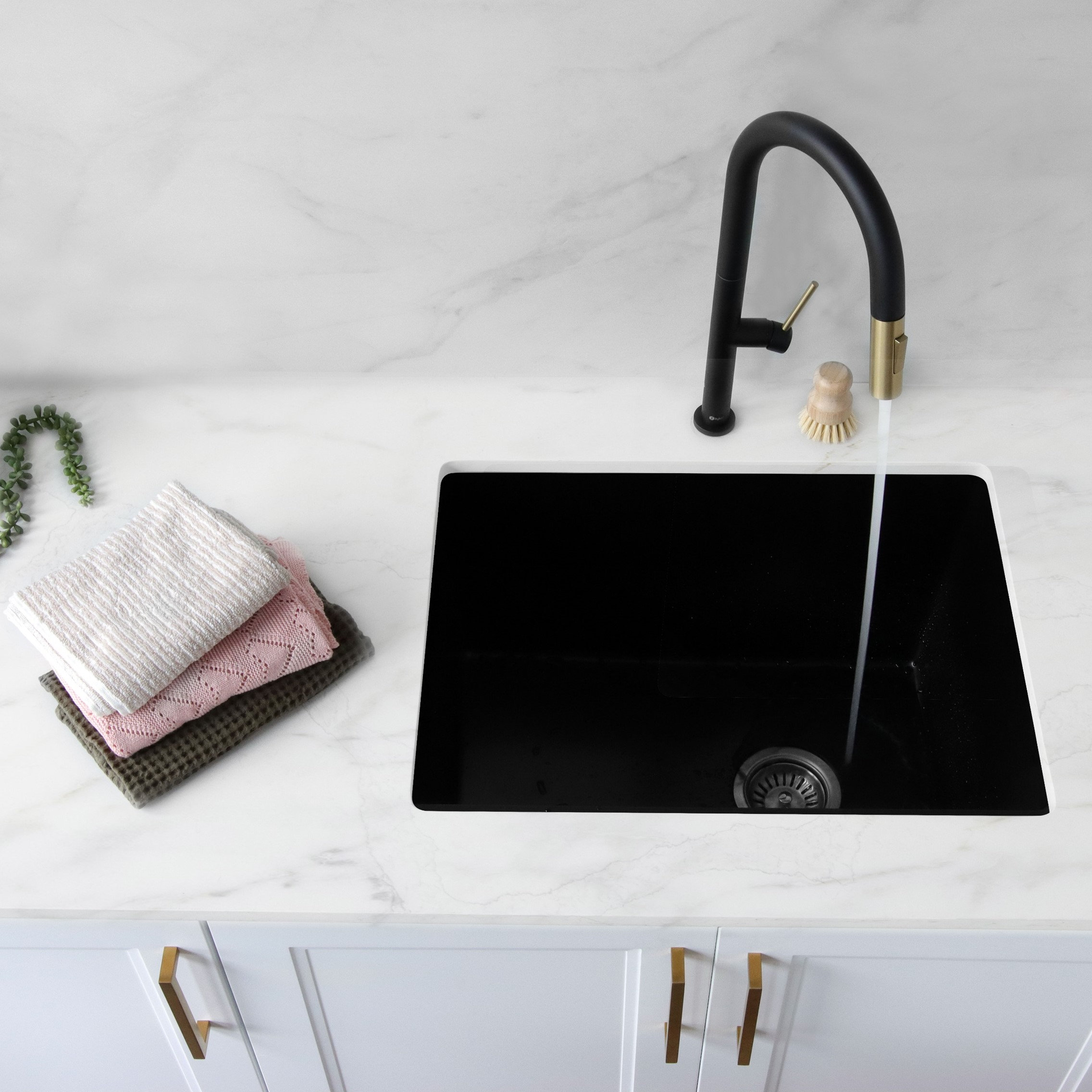 25 inch Dual Mount Single Bowl Black Granite Laundry Sink S-825N