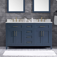 OVE Decors Tahoe Vanity, Midnight Blue With White Cultured Marble Top, 60"