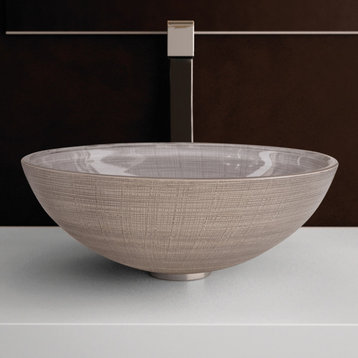 Venice Mod Vessel Sink, Ivory and Brown