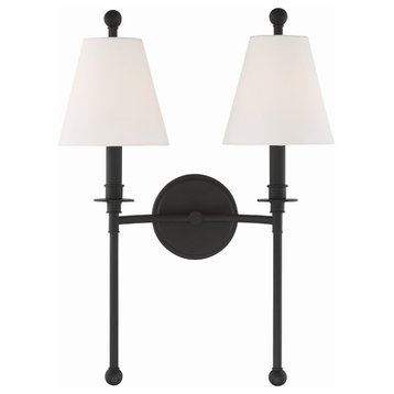 Crystorama RIV-383-BF 2 Light Wall Mount in Black Forged with Silk