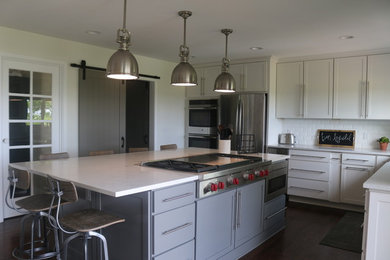 Example of a transitional kitchen design in Denver